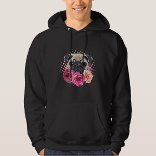 Pugs Dog Lover Pugs With Flowers Hoodie