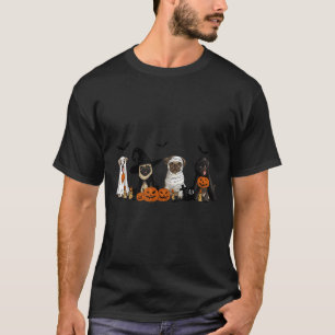 Pugs Dog Lovers - Pug Ghost Pug Witch Pug Hallowee T-Shirt