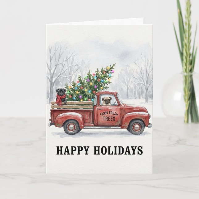 Pugs Farm Fresh Christmas Tree Card (Front)