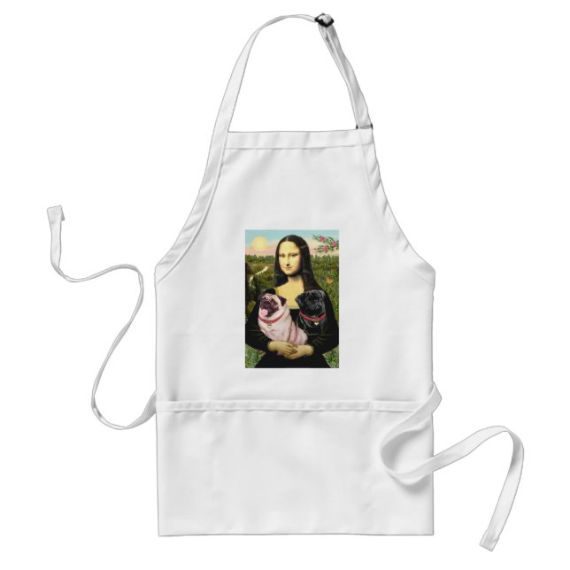 Pugs (Fawn + Blk) - Mona Lisa Standard Apron (Front)