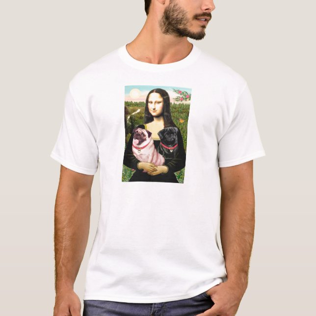 Pugs (Fawn + Blk) - Mona Lisa T-Shirt (Front)