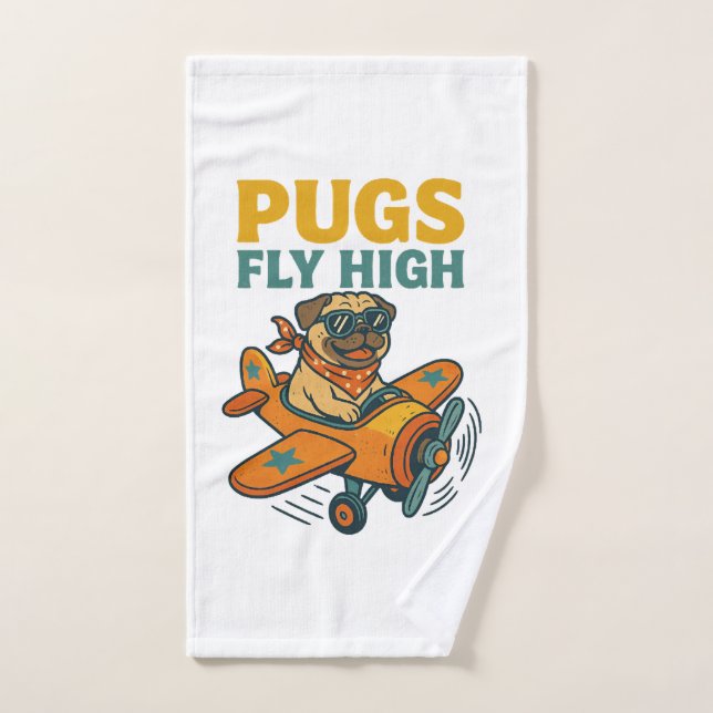Pugs Fly High Hand Towel (Hand Towel)