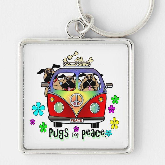 Pugs For Peace Key Chain (Front)