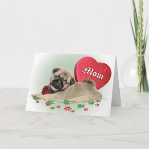 Pugs Heart Belongs To Mum Holiday Card