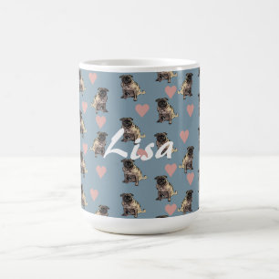 Pugs & hearts coffee mug