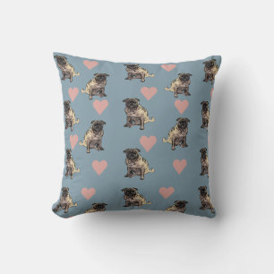 Pugs & hearts cushion