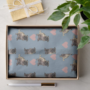 Pugs & hearts tissue paper