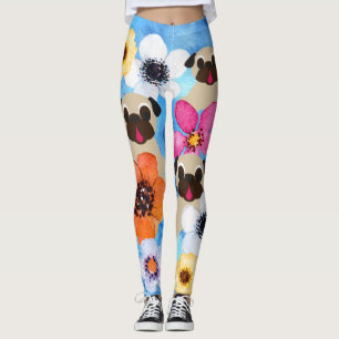 Pugs In Flower Garden Leggings