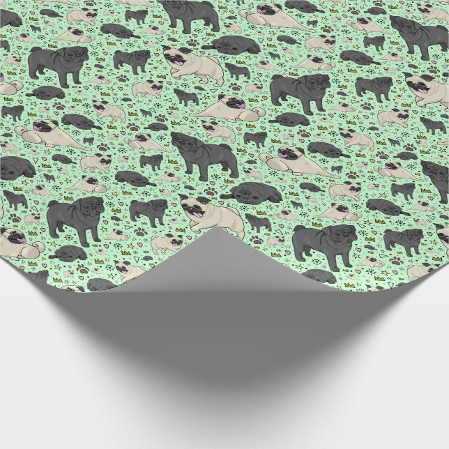 Pugs in Green Wrapping Paper (Corner)