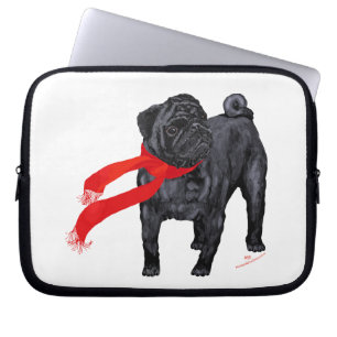 Pugs in Red Scarf Laptop Sleeve