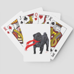 Pugs in Red Scarf Playing Cards
