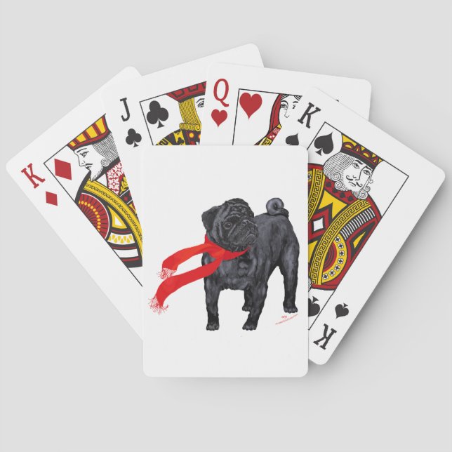 Pugs in Red Scarf Playing Cards (Back)