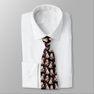 Pugs in Santa Hats Christmas Pattern Tie