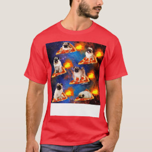 Pugs in Space Riding Pizza T-Shirt