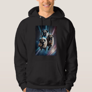 Pugs In Space With Donuts Cute Pug Boys Girls Men Hoodie