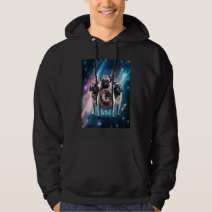 Pugs In Space With Donuts Cute Pug Boys Girls Men  Hoodie