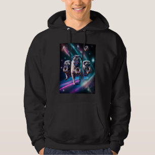 Pugs In Space With Donuts Cute Pug Boys Girls Men Hoodie