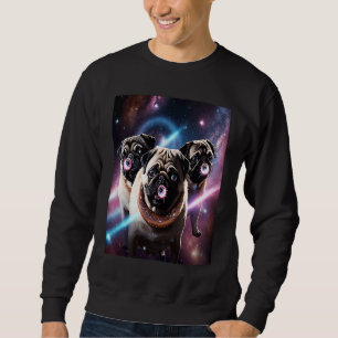 Pugs In Space With Donuts Cute Pug Boys Girls Men  Sweatshirt