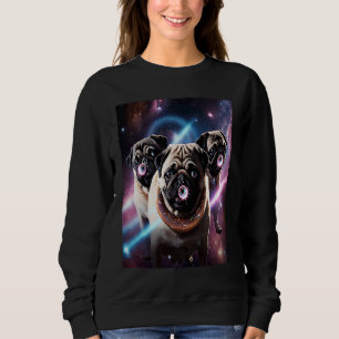 Pugs In Space With Donuts Cute Pug Boys Girls Men  Sweatshirt