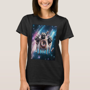 Pugs In Space With Donuts Cute Pug Boys Girls Men  T-Shirt