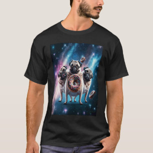 Pugs In Space With Donuts Cute Pug Boys Girls Men  T-Shirt