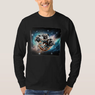 Pugs In Space With Donuts Cute Pug Boys Girls Men T-Shirt