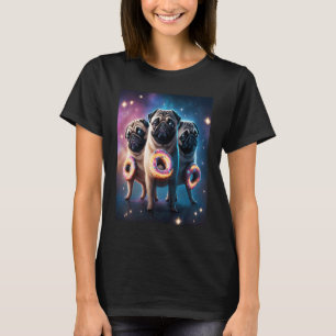 Pugs In Space With Donuts Cute Pug Boys Girls Men T-Shirt