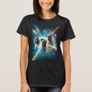 Pugs In Space With Donuts Cute Pug Boys Girls Men T-Shirt