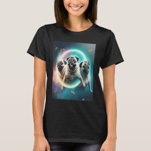 Pugs In Space With Donuts Cute Pug Boys Girls Men  T-Shirt