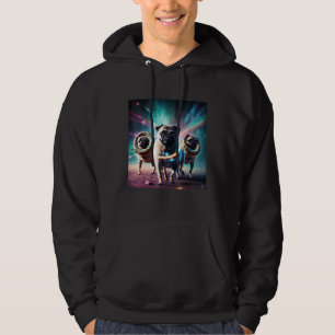 Pugs In Space With Doughnuts Cute Pug Boys Girls M Hoodie