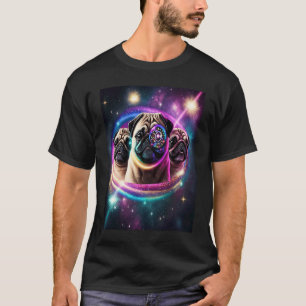 Pugs In Space With Doughnuts Cute Pug Boys Girls M T-Shirt