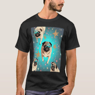Pugs In Space With Doughnuts Cute Pug Boys Girls M T-Shirt