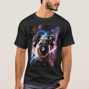Pugs In Space With Doughnuts Cute Pug Boys Girls M T-Shirt