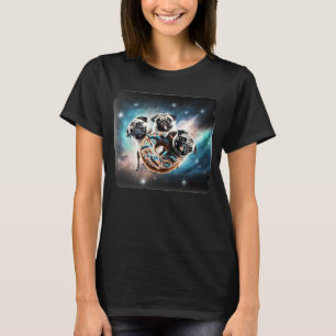 Pugs In Space With Doughnuts Cute Pug Boys Girls M T-Shirt