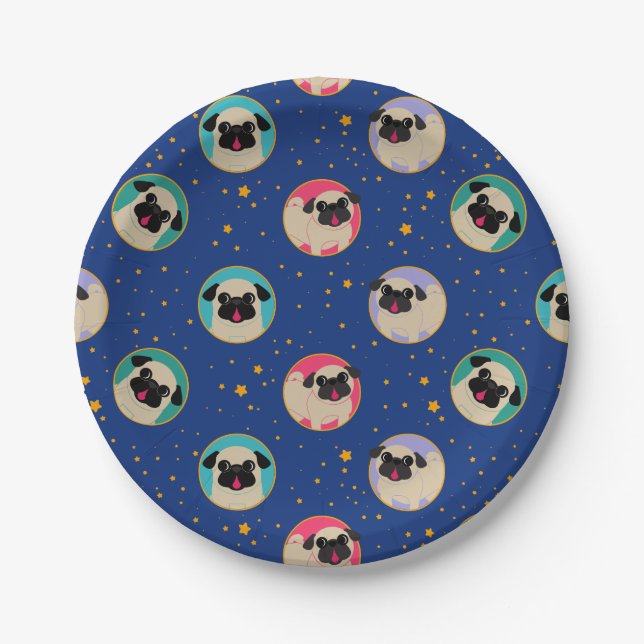 Pugs In The Stars Pattern Party Plates (Front)