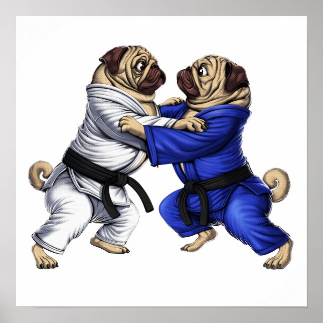 Pugs Jiu-Jitsu Wrestlers Poster (Front)