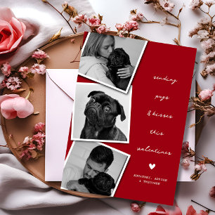 Pugs & Kisses Photo Collage Valentines  Holiday Card