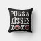 Pugs & Kisses XOXO Black Square Pug Pillow