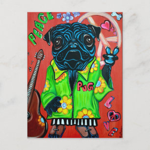 Pugs Love Peace Postcard