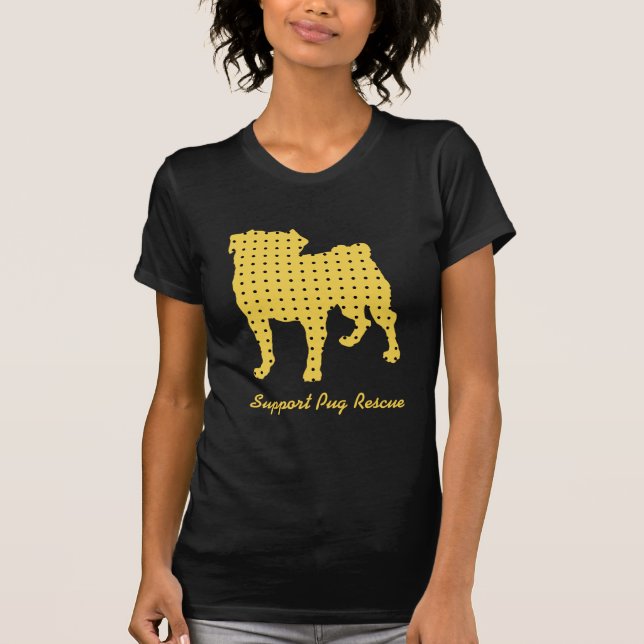 Pugs N Pals Support Pug Rescue Yellow Dots Tees (Front)