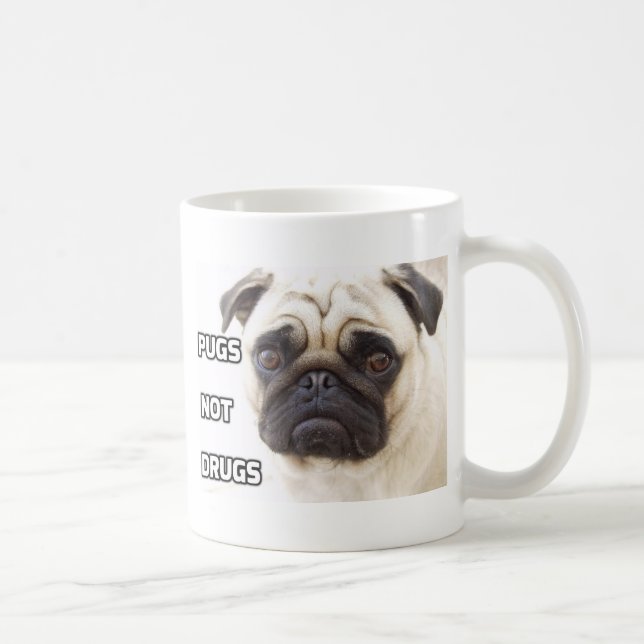 Pugs Not Drugs Coffee Mug (Right)