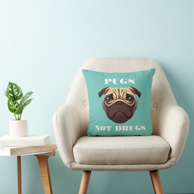 Pugs not drugs cushion (Chair)