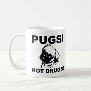 Pugs Not Drugs Funny Mug or Travel Mug