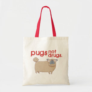 Pugs not drugs tote bag