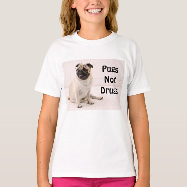 Pugs Not Drugs Youth T-shirt (Front)