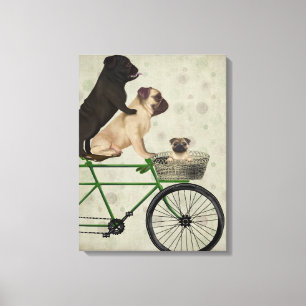 Pugs on Bicycle Canvas Print