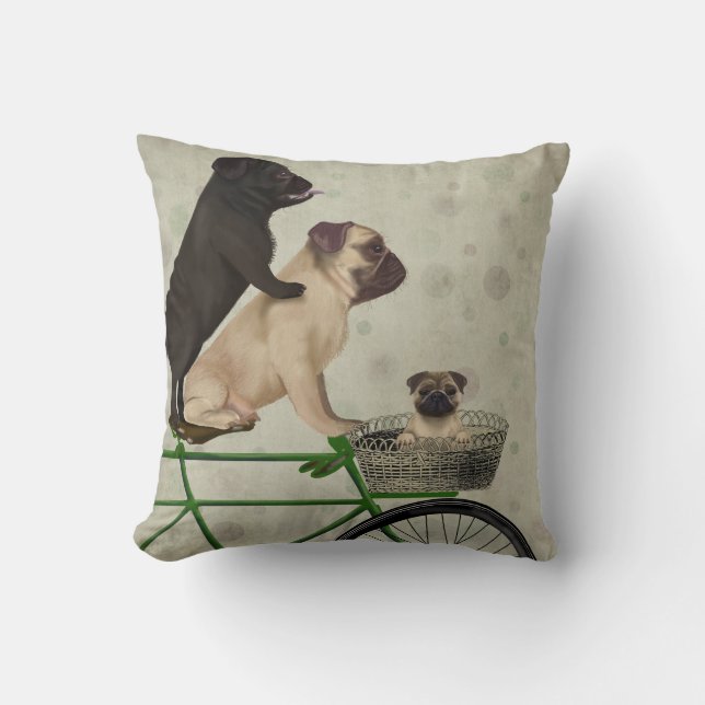 Pugs on Bicycle Cushion (Front)