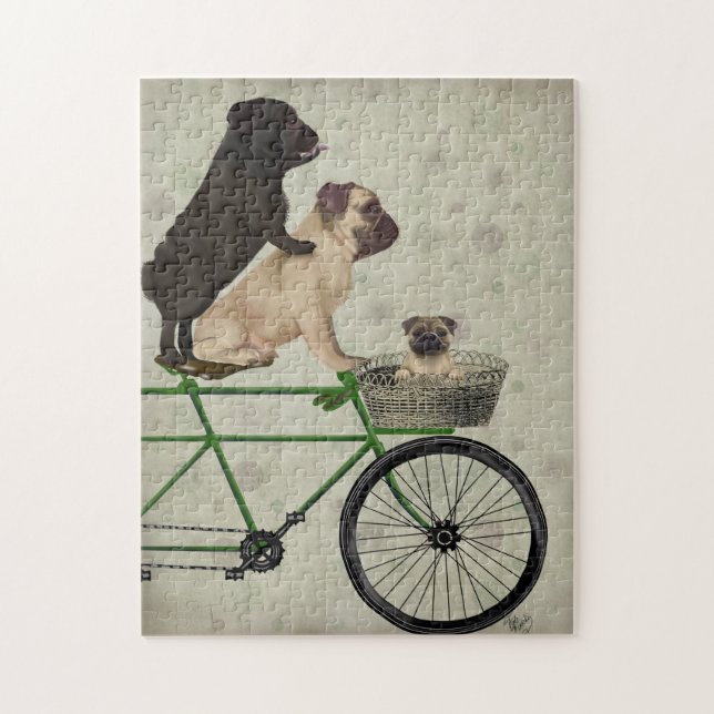 Pugs on Bicycle Jigsaw Puzzle (Vertical)