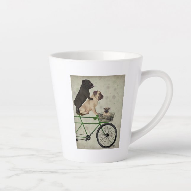 Pugs on Bicycle Latte Mug (Right)