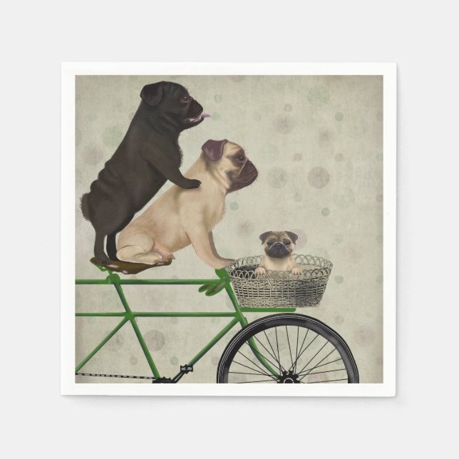Pugs on Bicycle Napkin (Front)
